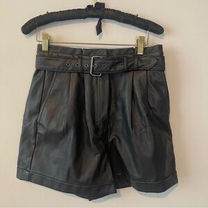 NWOT Express Faux Leather High Waist shorts Belted Sz 2